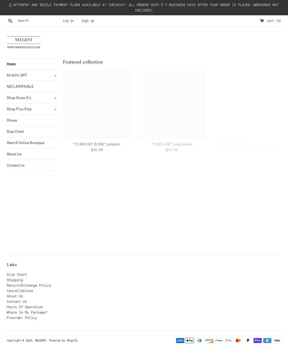 shopneugent.com — Shopify storefront screenshot