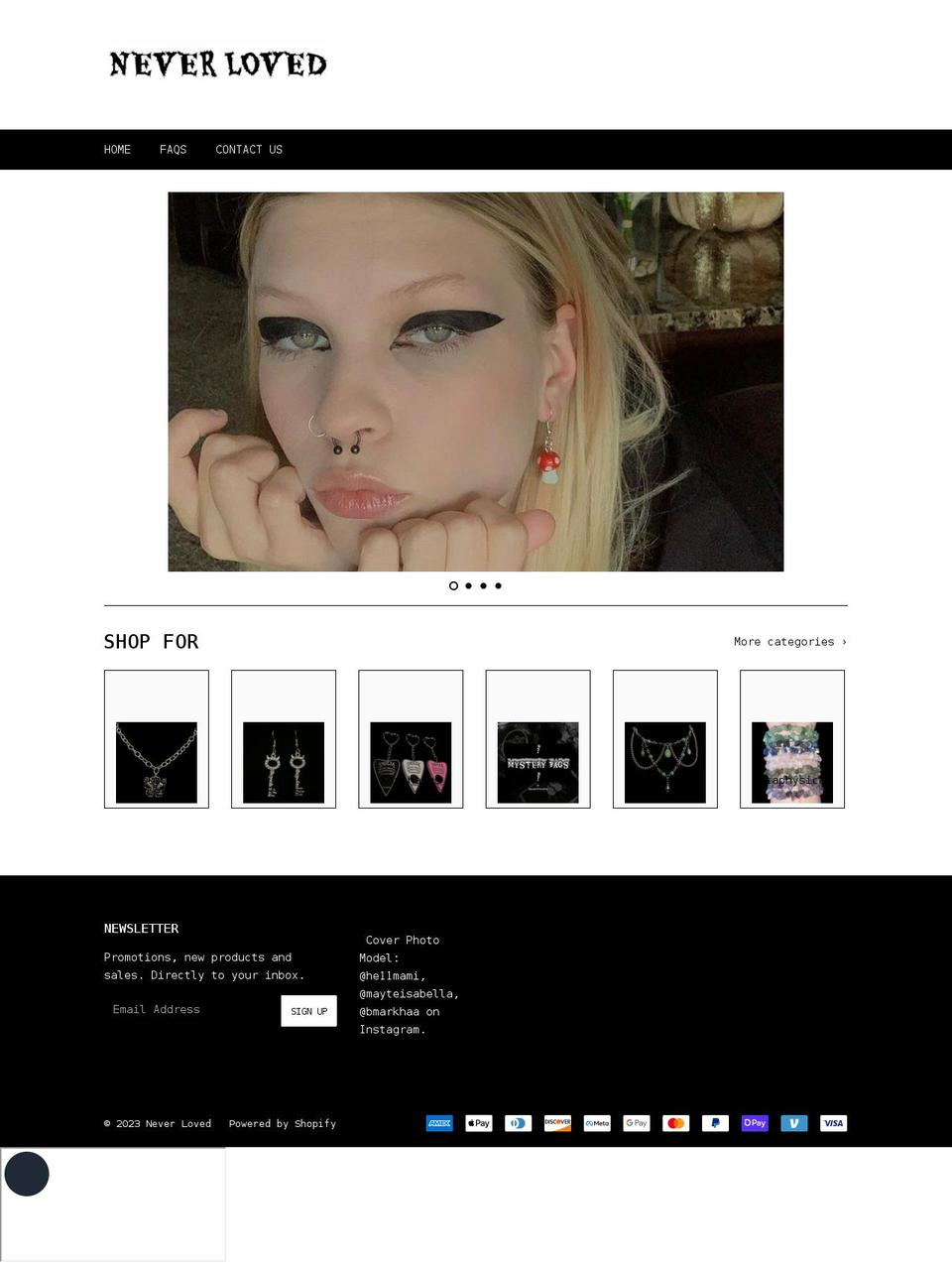 shopneverloved.com shopify website screenshot
