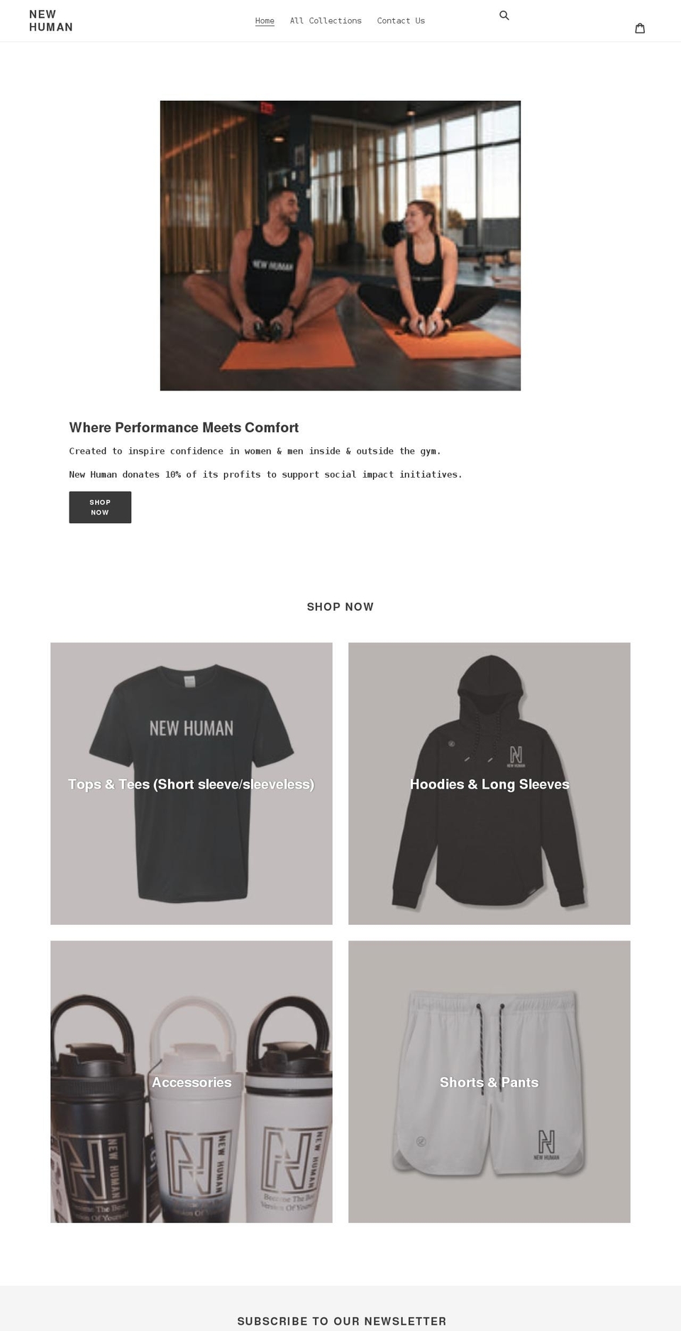 shopnewhuman.com shopify website screenshot