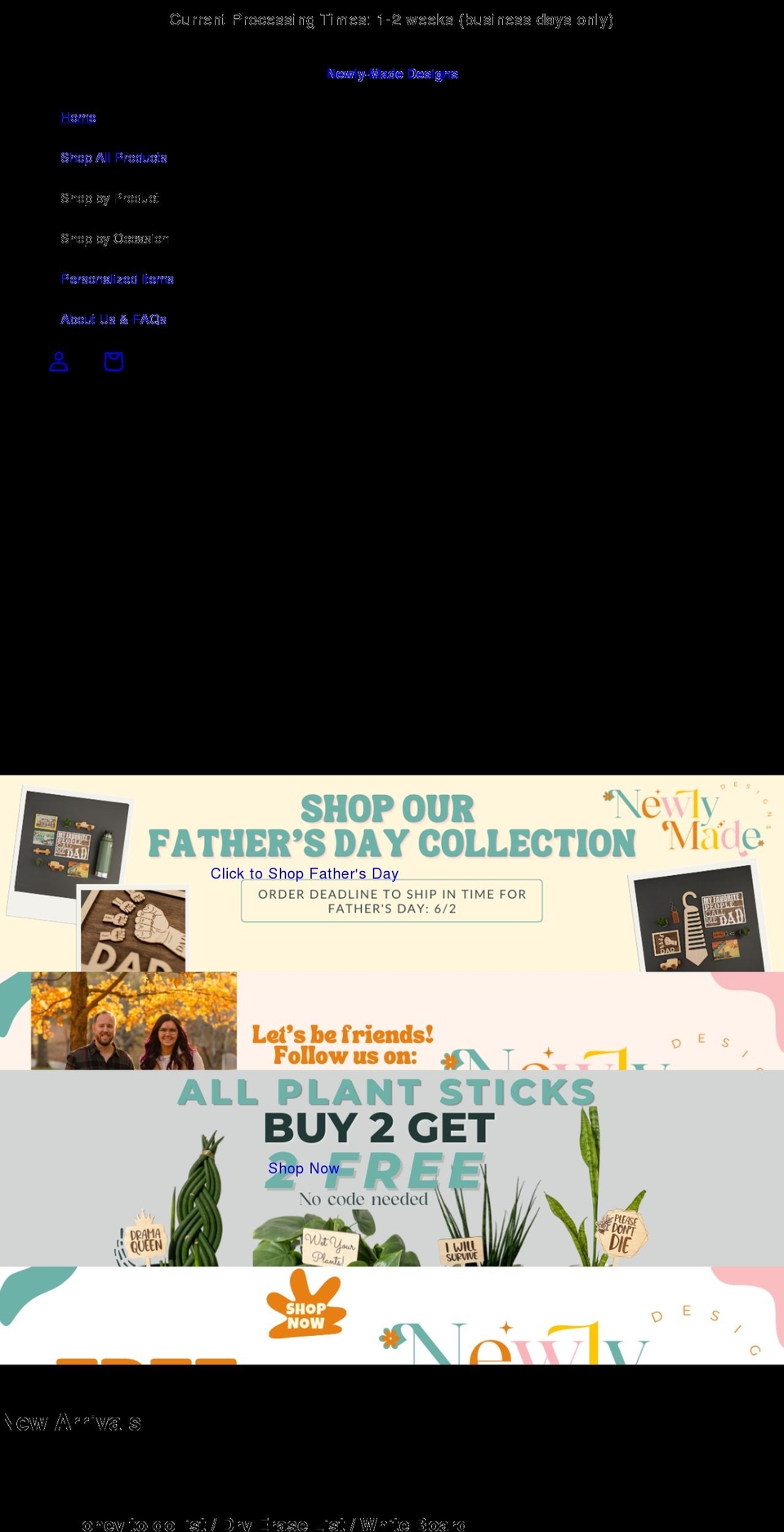 shopnewlymadedesigns.com shopify website screenshot