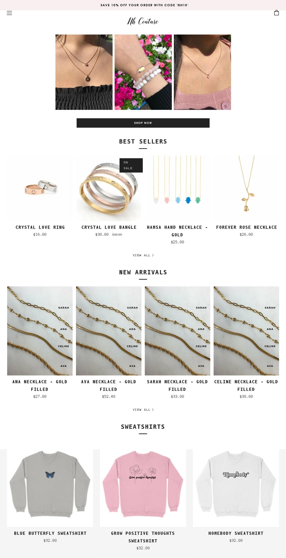 shopnhcouture.com — Shopify storefront screenshot
