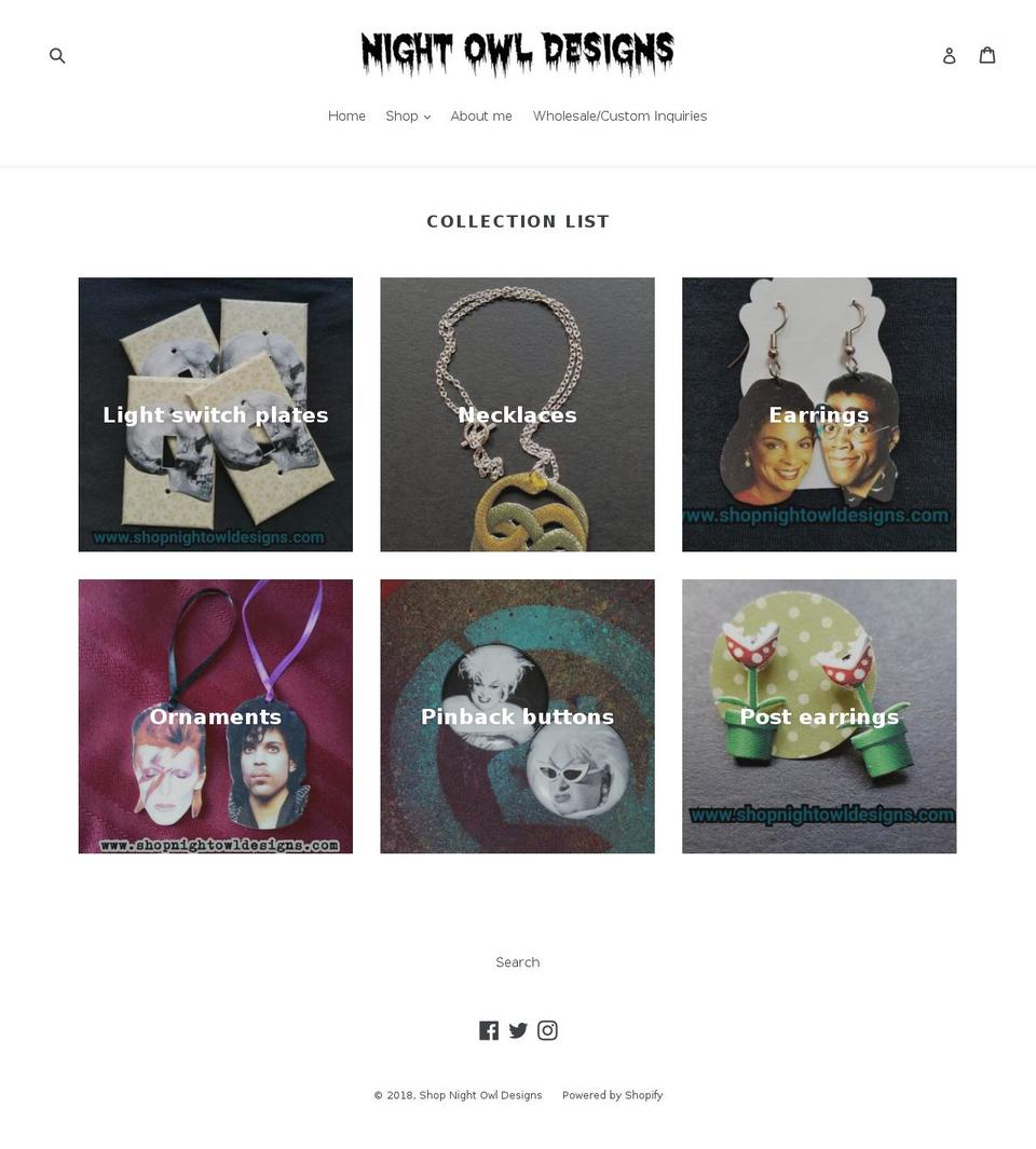 shopnightowldesigns.com shopify website screenshot