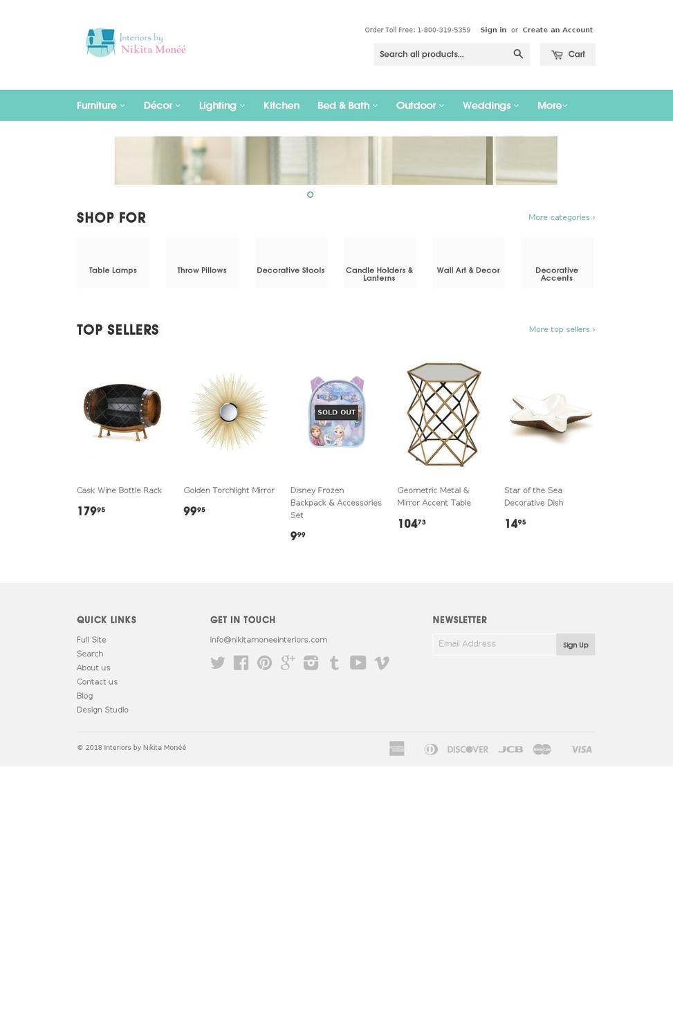 shopnikitamoneeinteriors.com — Shopify storefront screenshot