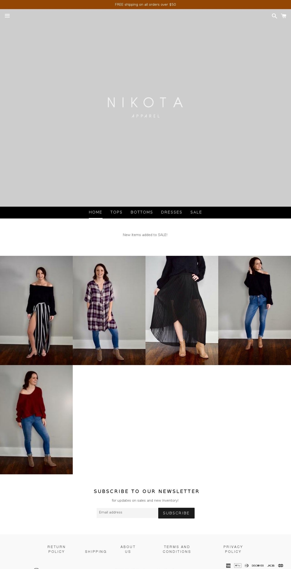 shopnikota.com — Shopify storefront screenshot