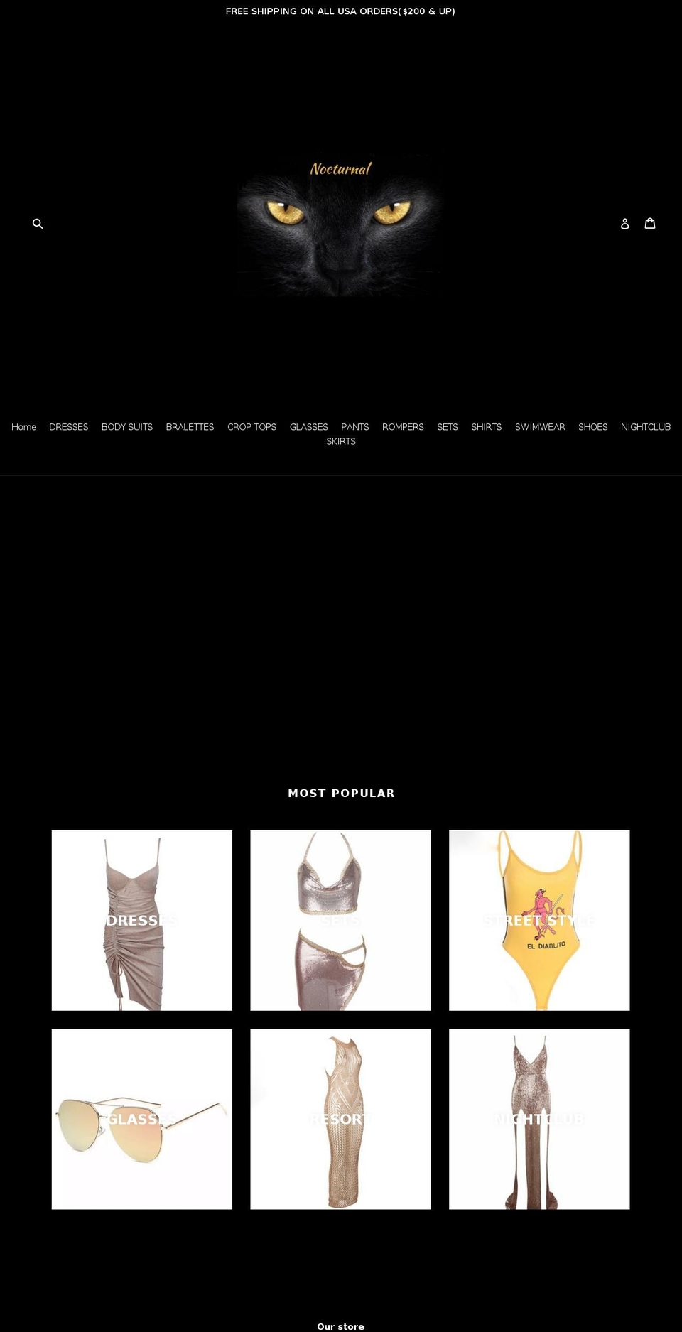 shopnocturnal.com shopify website screenshot