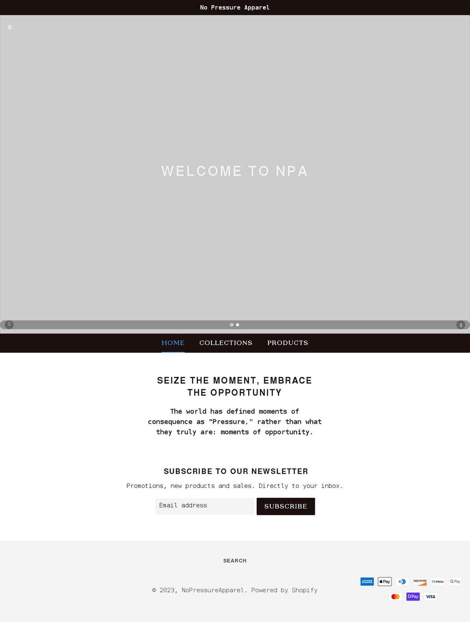 shopnopressure.com shopify website screenshot
