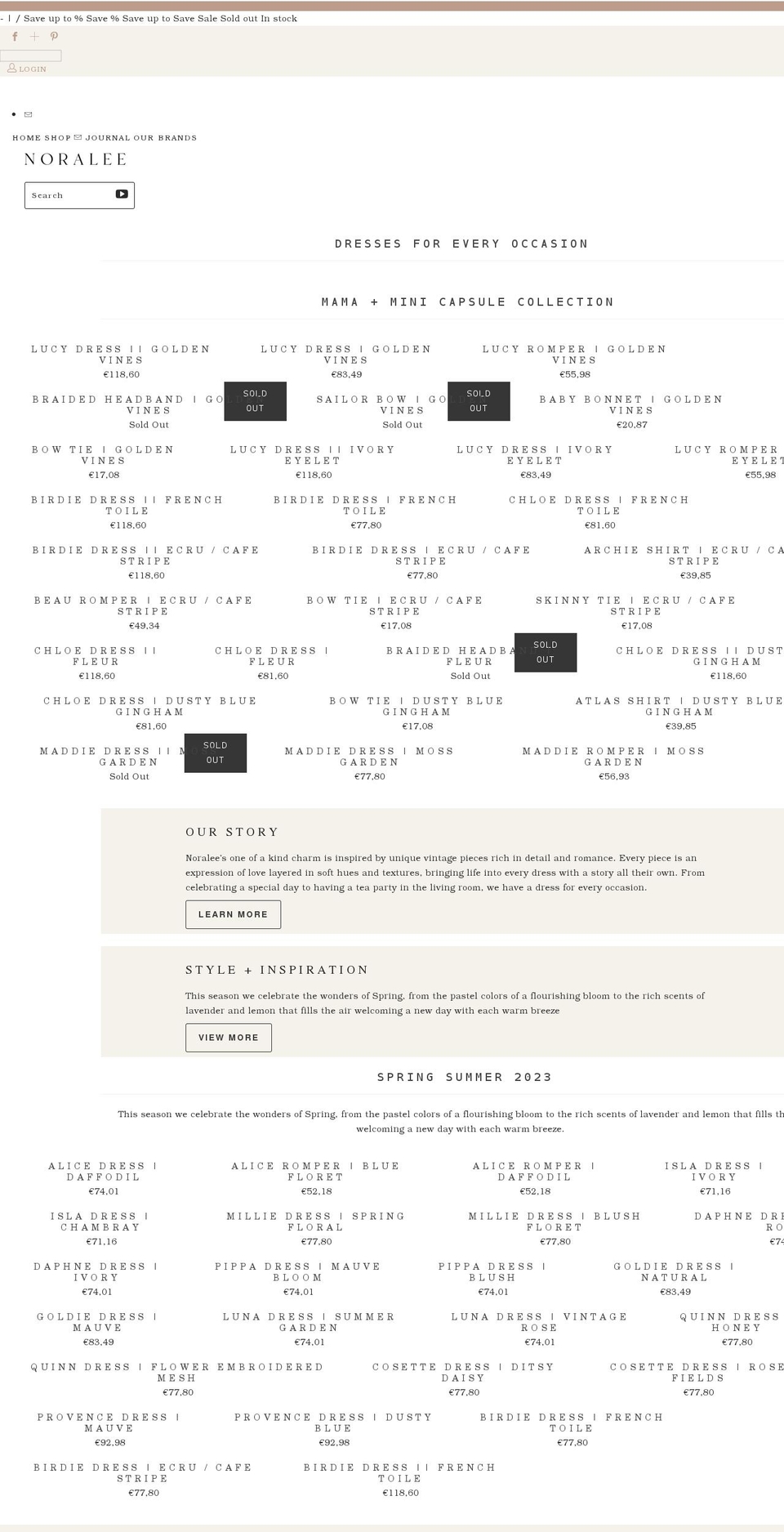 shopnoralee.com shopify website screenshot