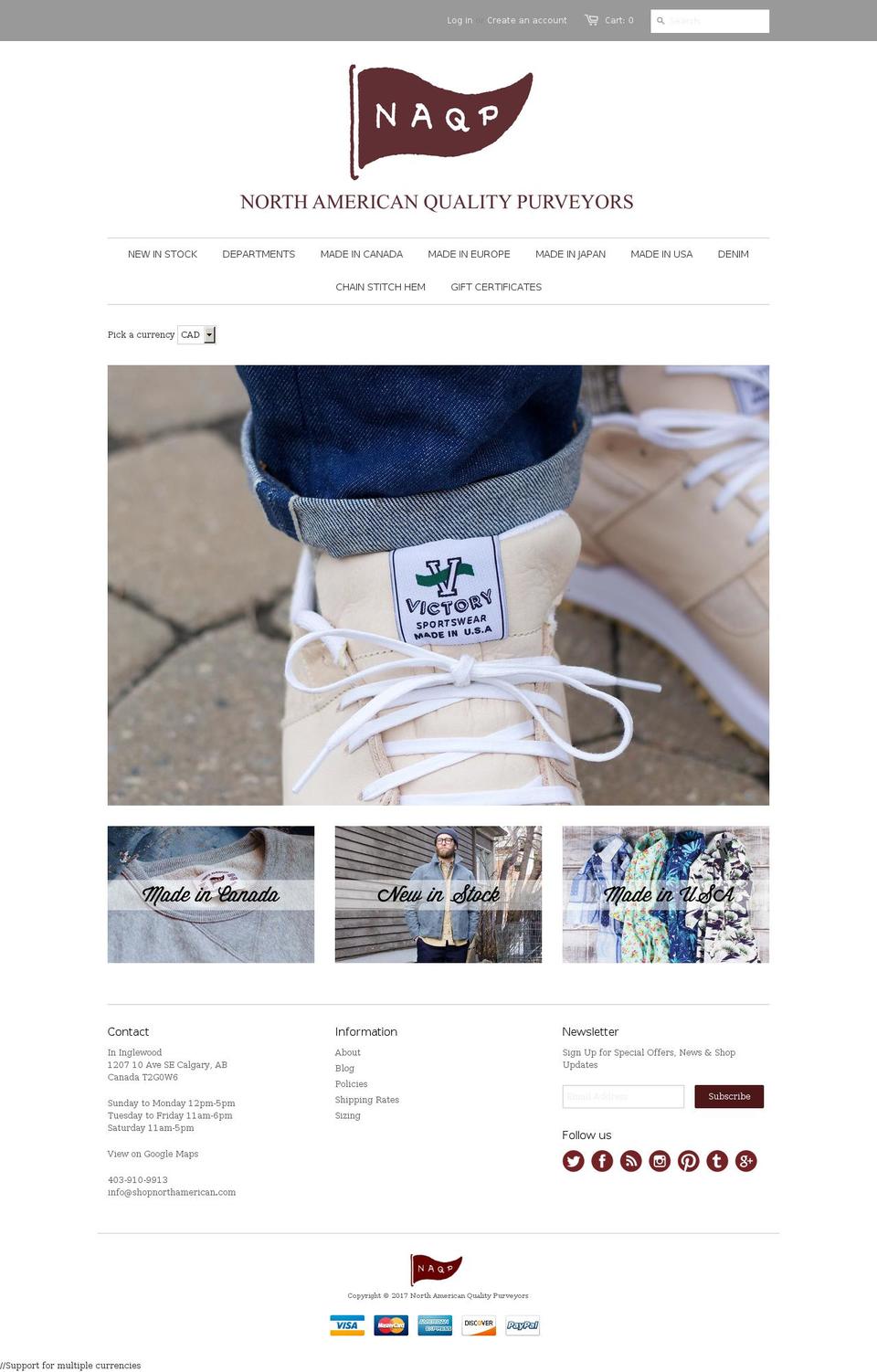 North Shopify theme site example shopnorthamerican.ca