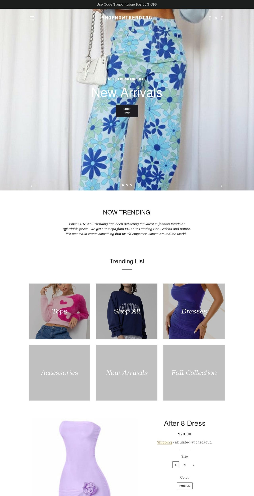 shopnowtrending.net shopify website screenshot