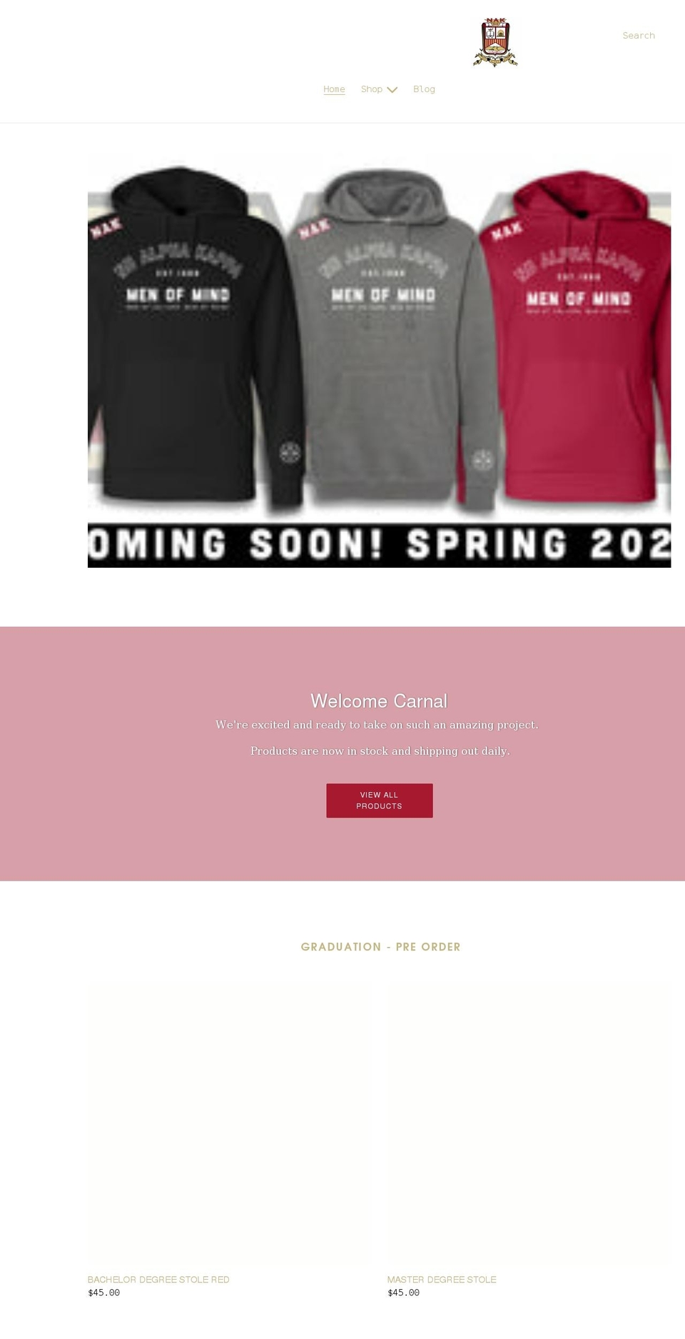shopnualphakappa.com shopify website screenshot