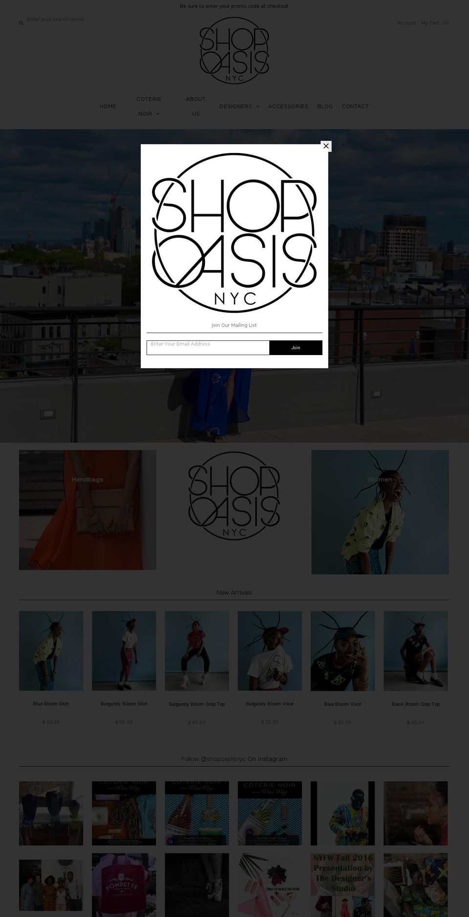 shopoasisnyc.com shopify website screenshot