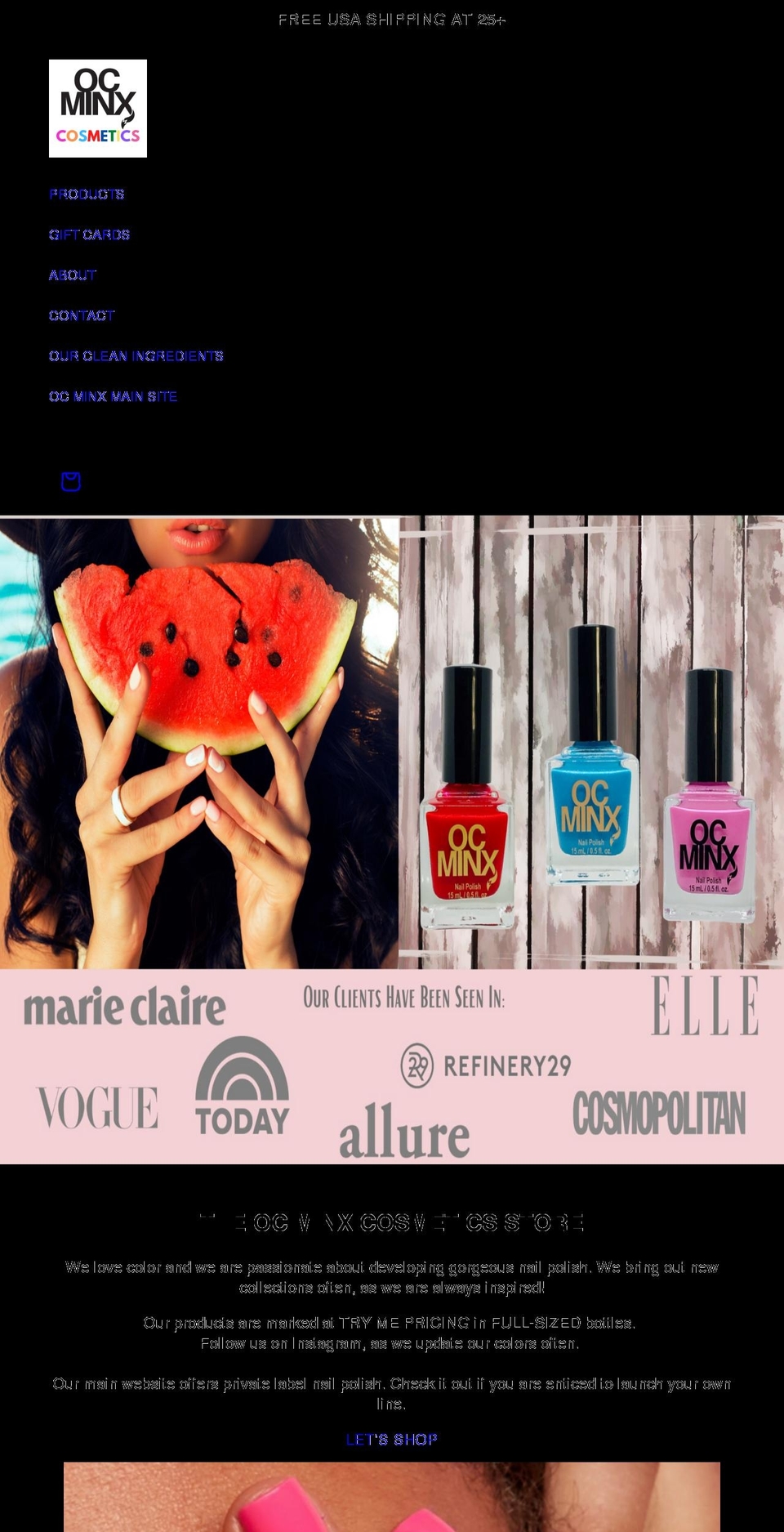 shopocminxcosmetics.com shopify website screenshot