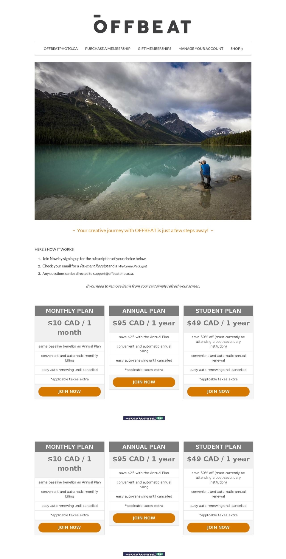 shopoffbeatphoto.ca shopify website screenshot