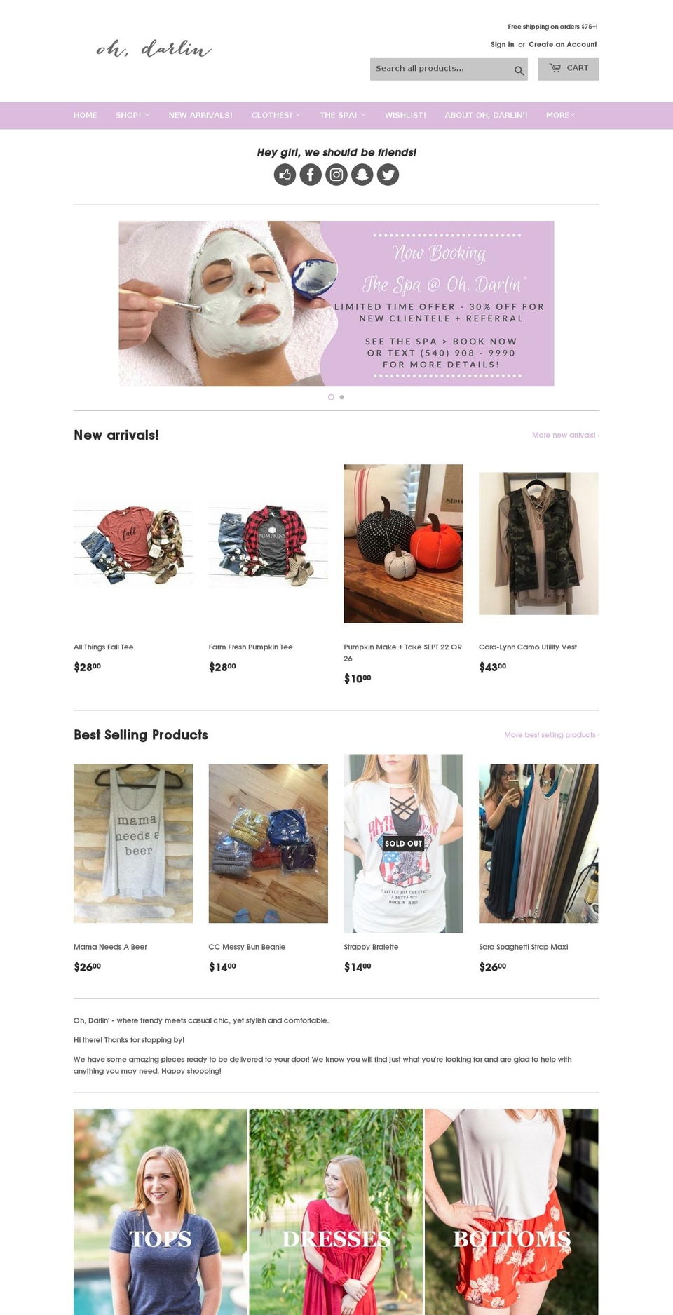 shopohdarlin.com shopify website screenshot