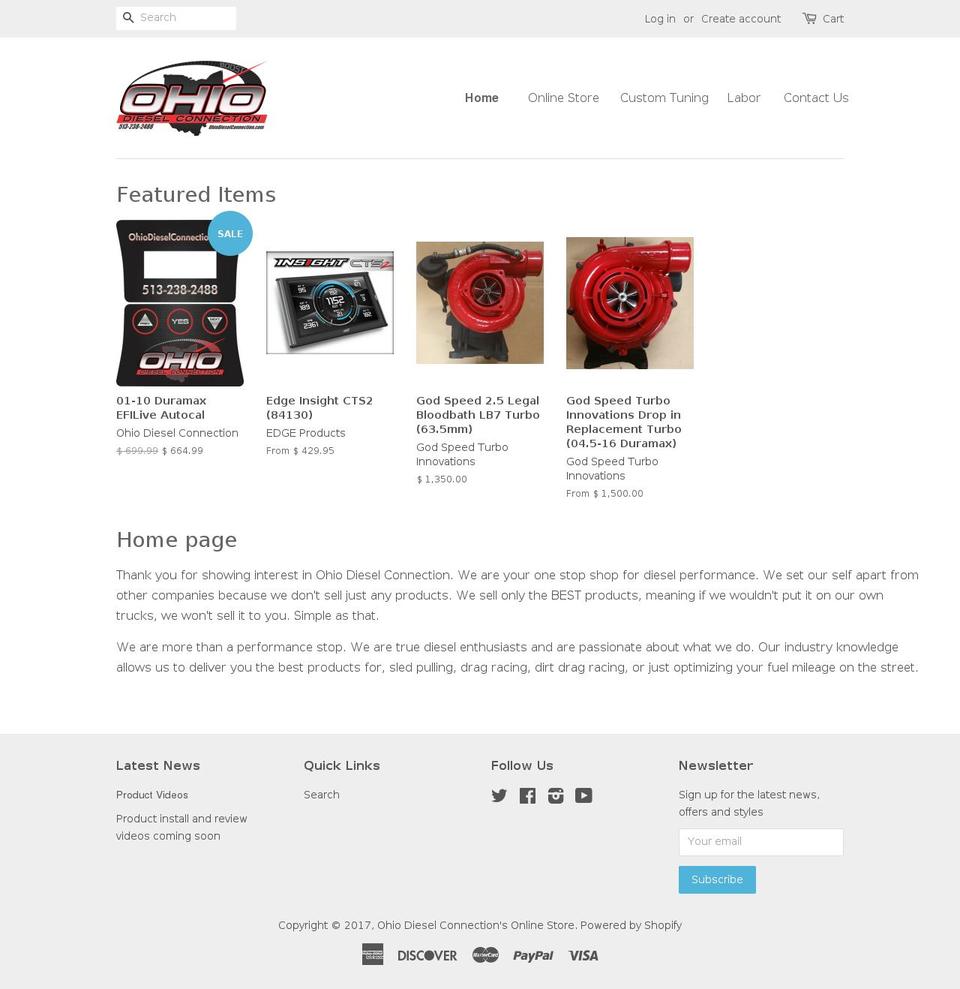 shopohiodieselconnection.com shopify website screenshot