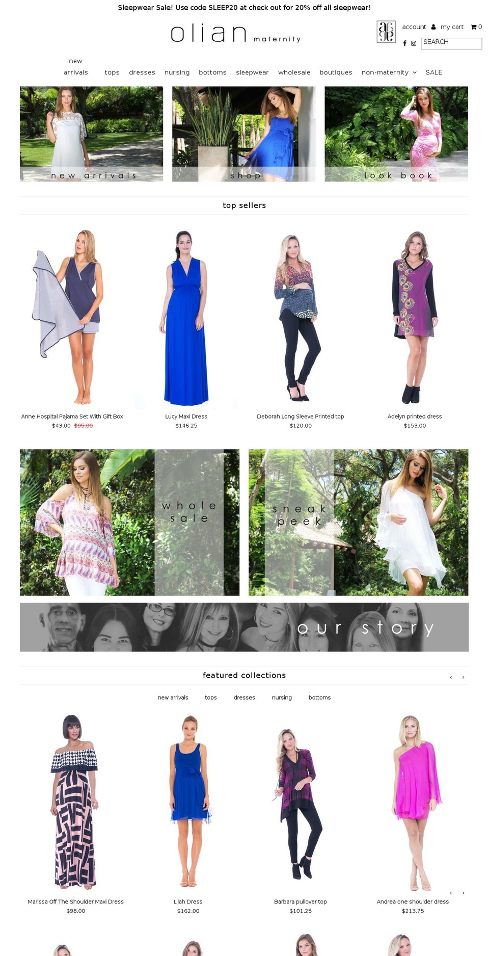 shopolianmaternity.com — Shopify storefront screenshot