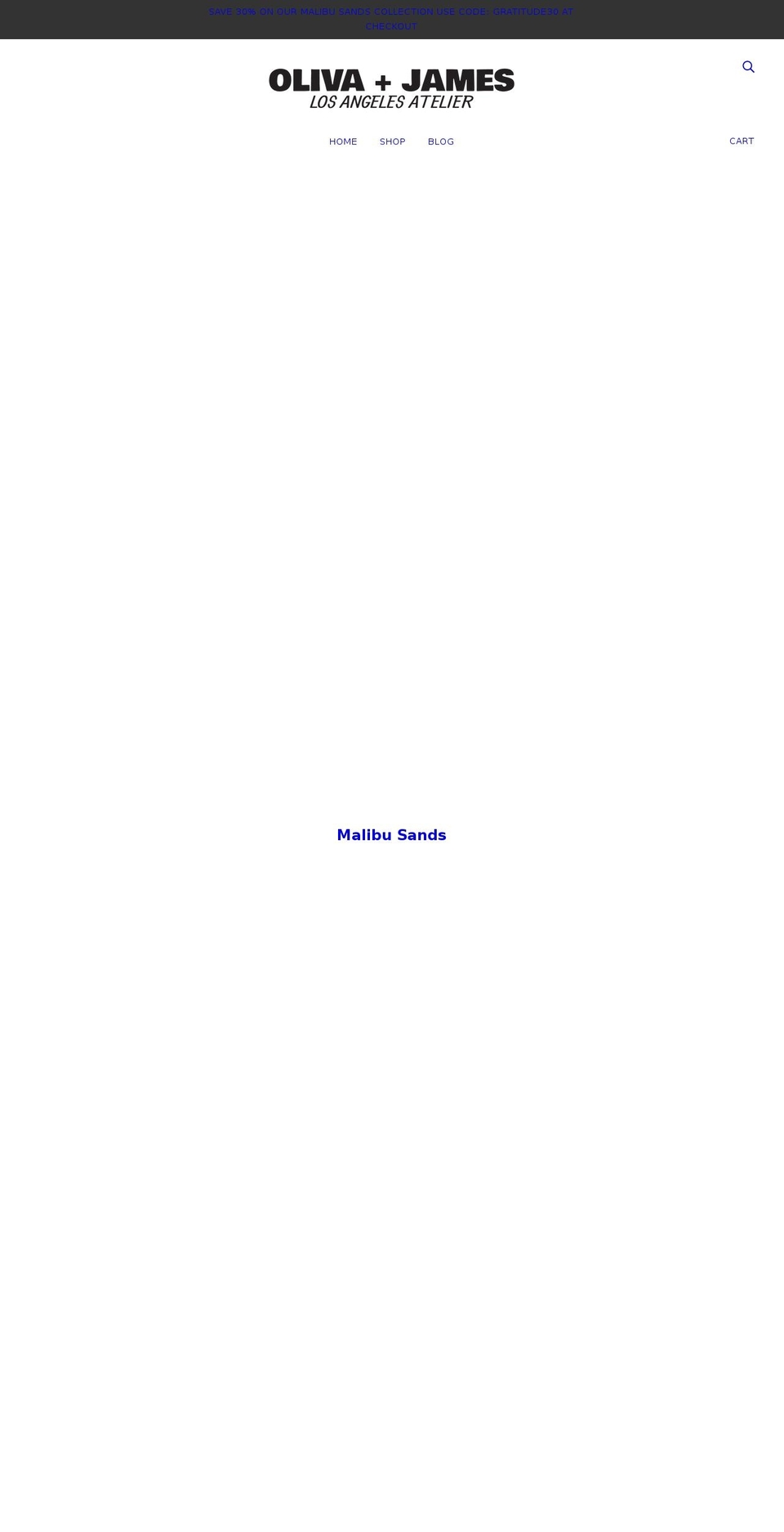 shopolivaandjames.com — Shopify storefront screenshot