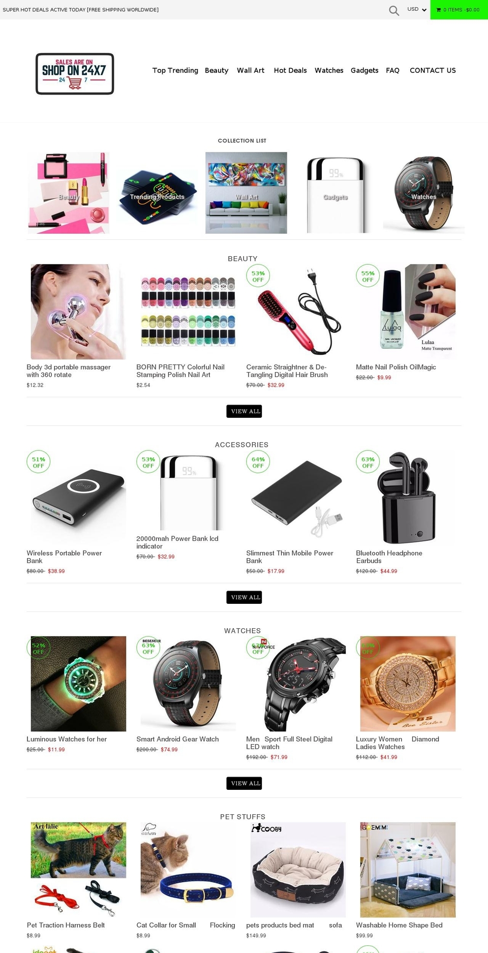 shopon24x7.com shopify website screenshot