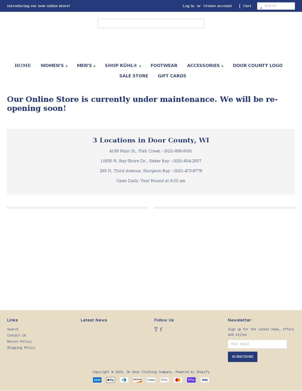 shopondeckclothing.com shopify website screenshot