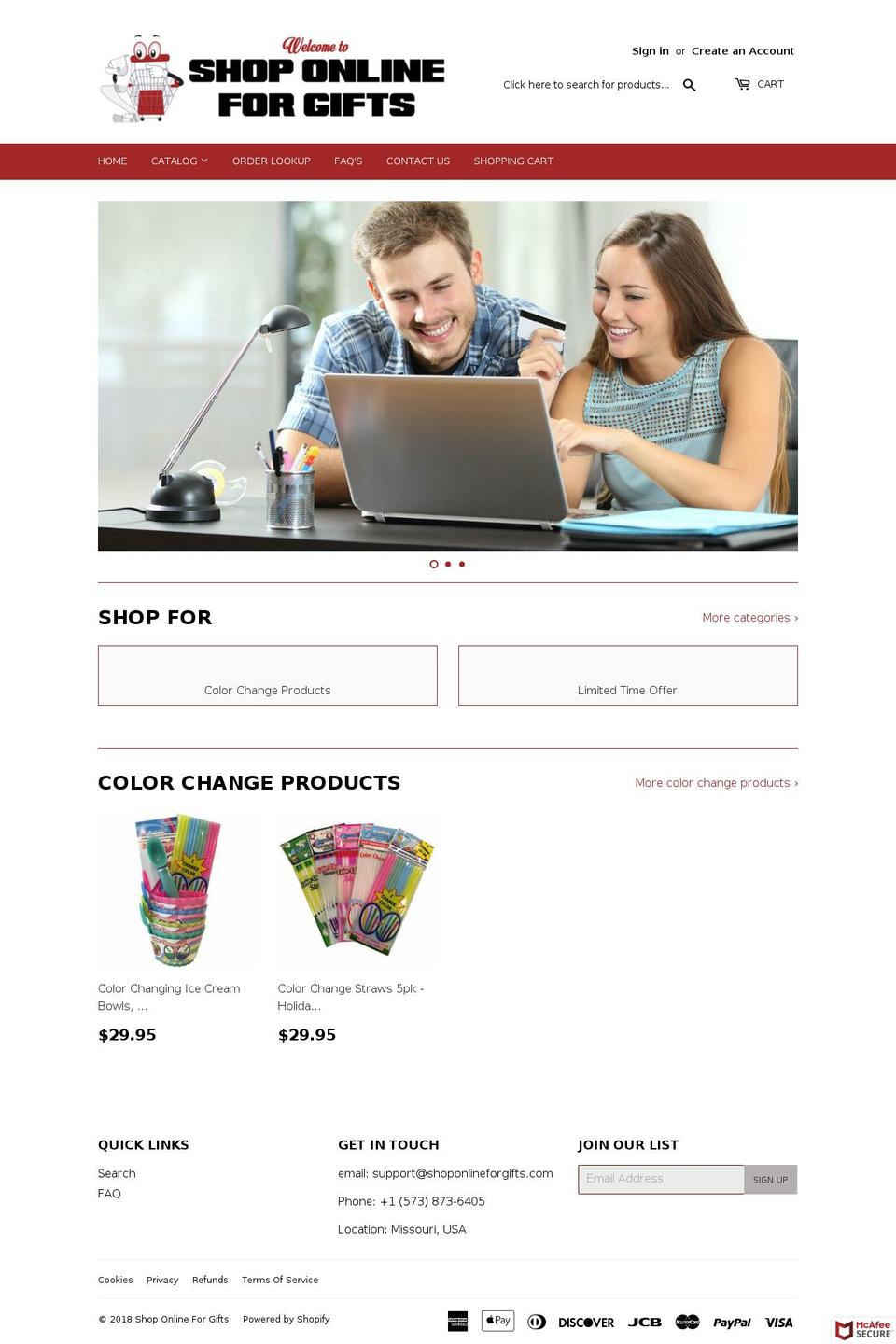 shoponlineforgifts.com — Shopify storefront screenshot