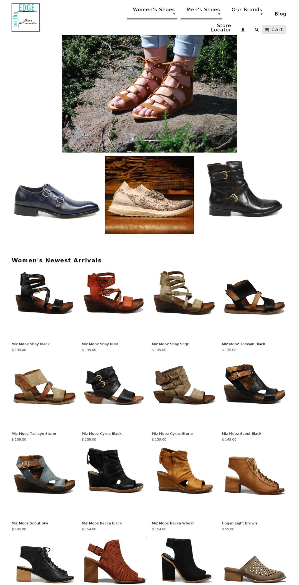 shopontheedge.com shopify website screenshot