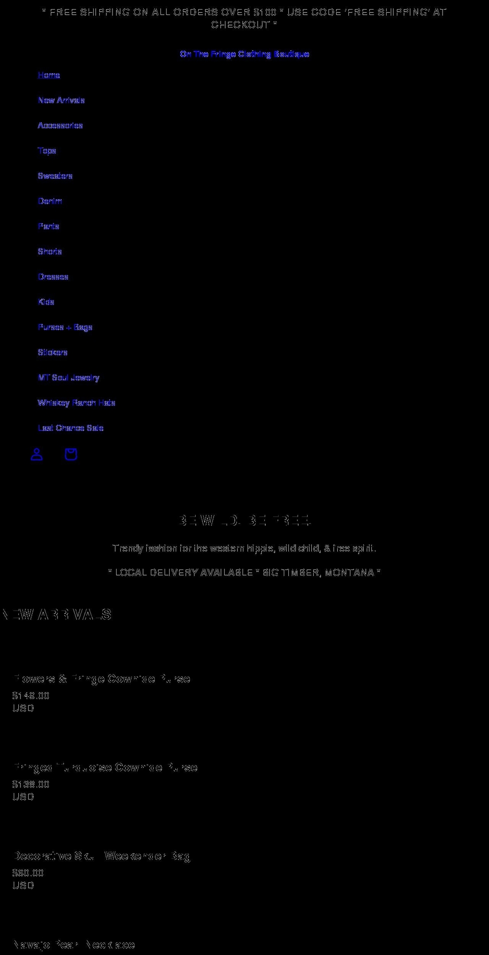 shoponthefringe.com shopify website screenshot