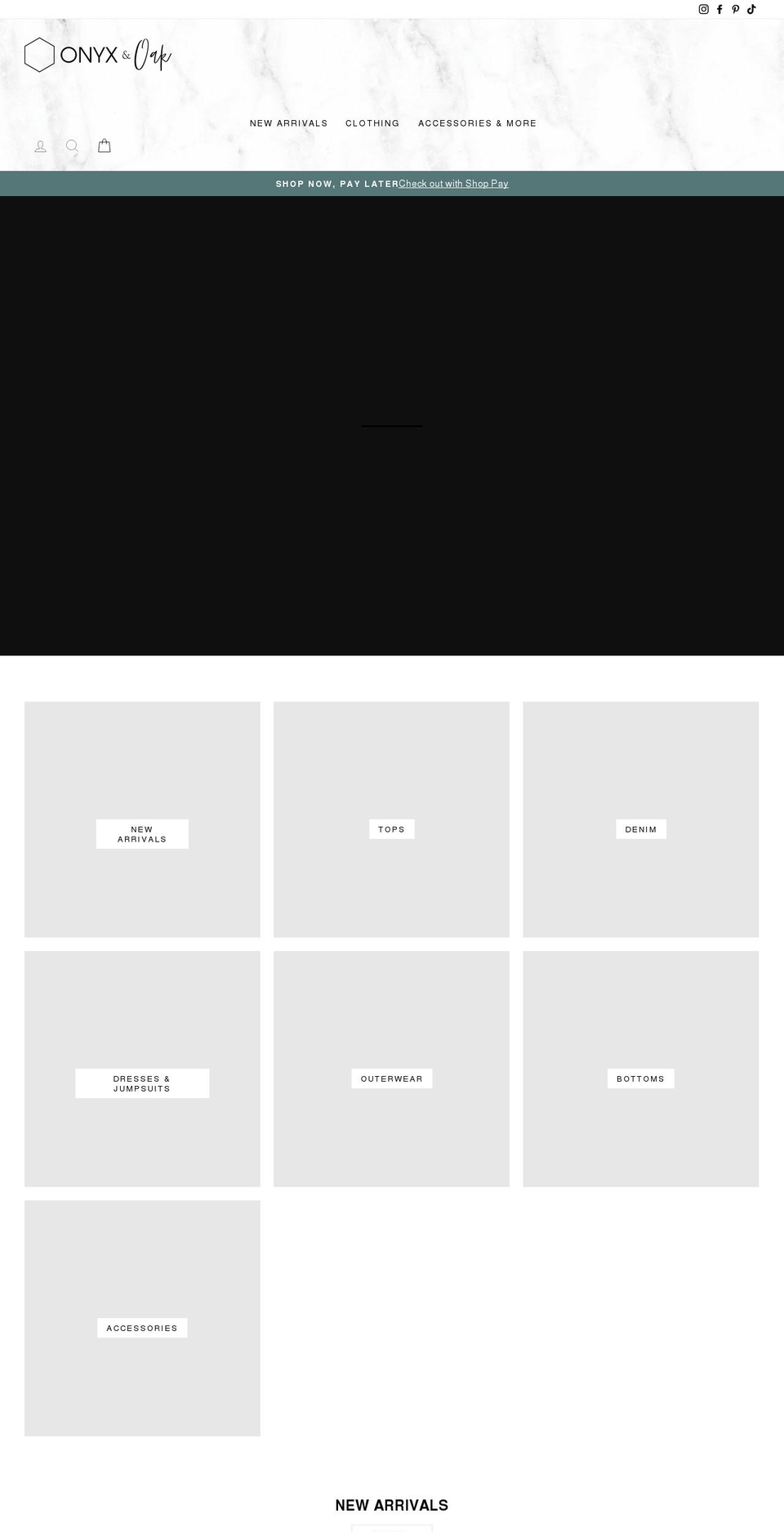 shoponyxandoak.com shopify website screenshot