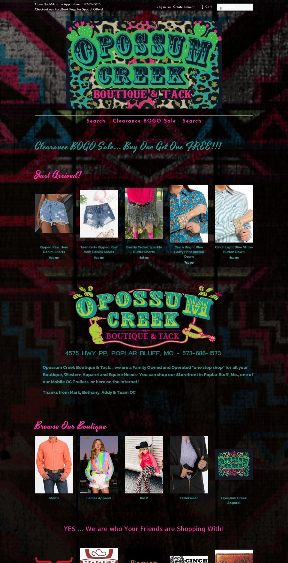 shopopossumcreek.com shopify website screenshot