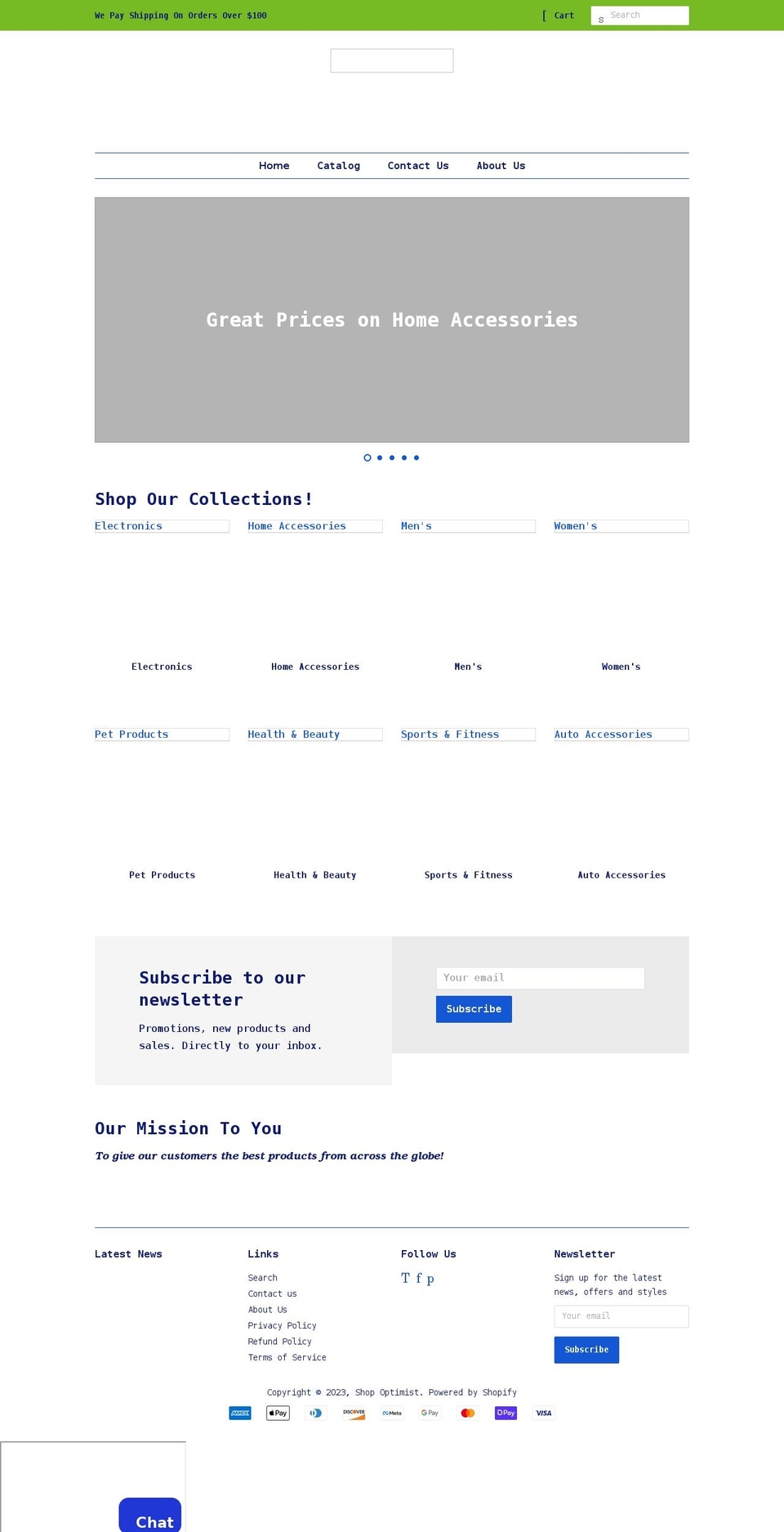 shopoptimist.com shopify website screenshot