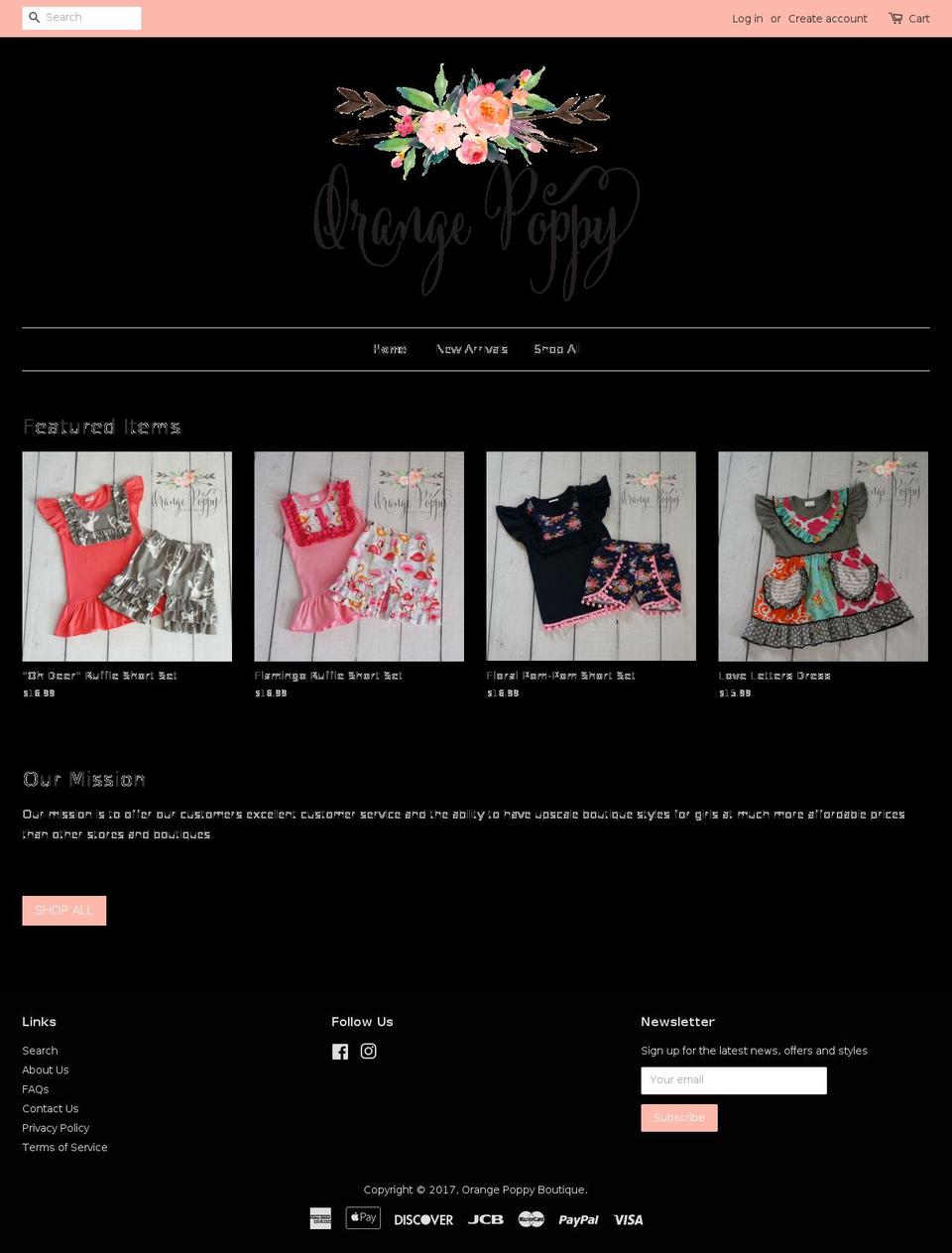 shoporangepoppy.com shopify website screenshot