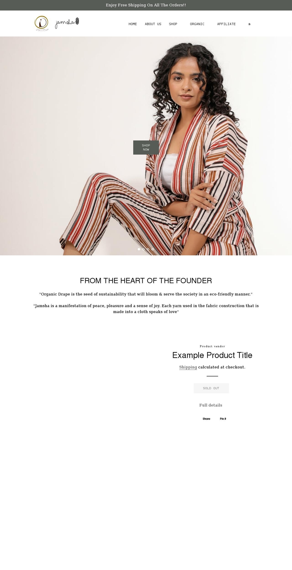 shoporganicdrape.com shopify website screenshot