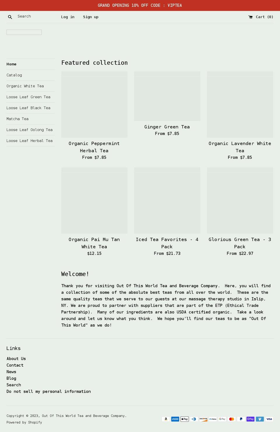 shopoutofthisworldtea.com shopify website screenshot