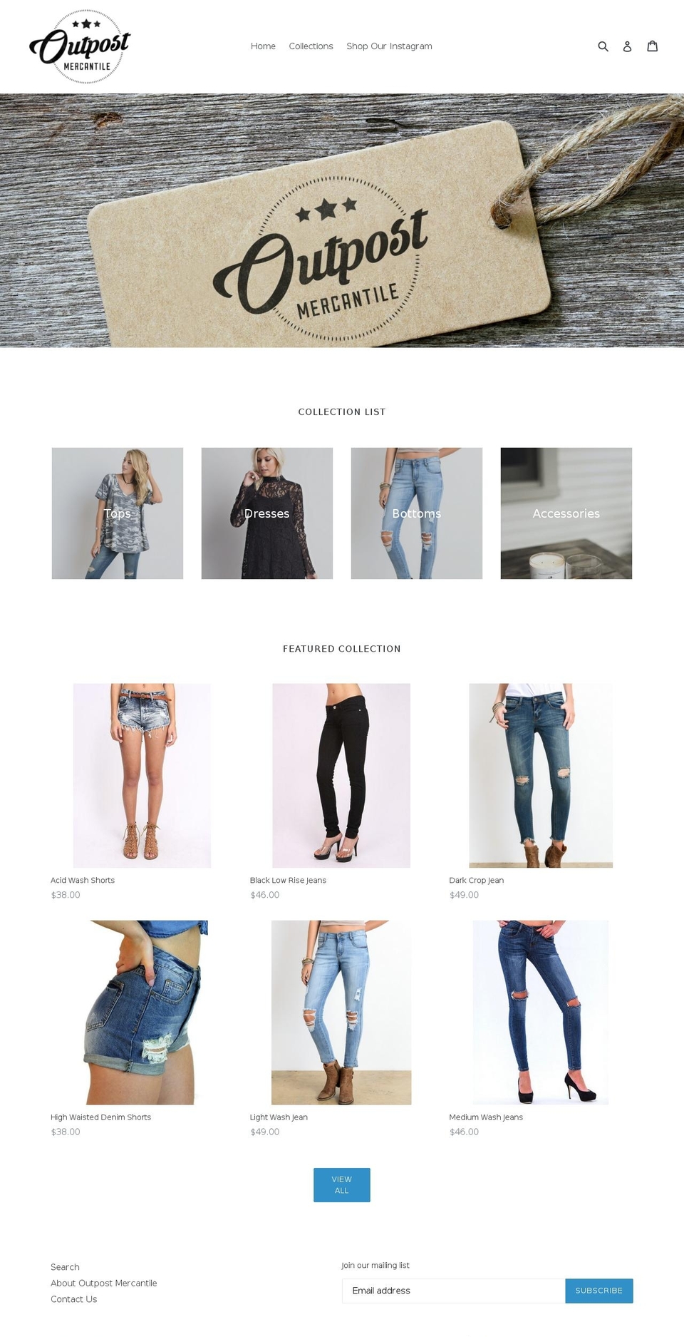 shopoutpostmercantile.com shopify website screenshot