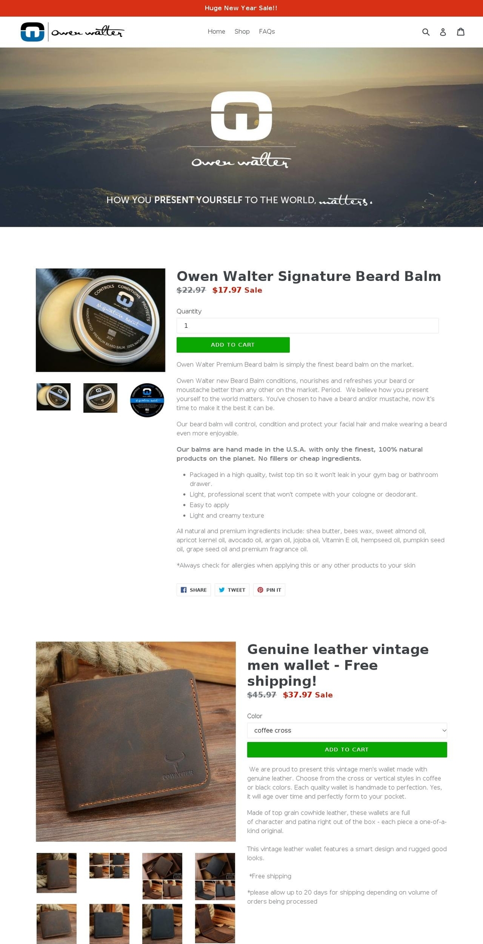 shopowenwalter.com — Shopify storefront screenshot