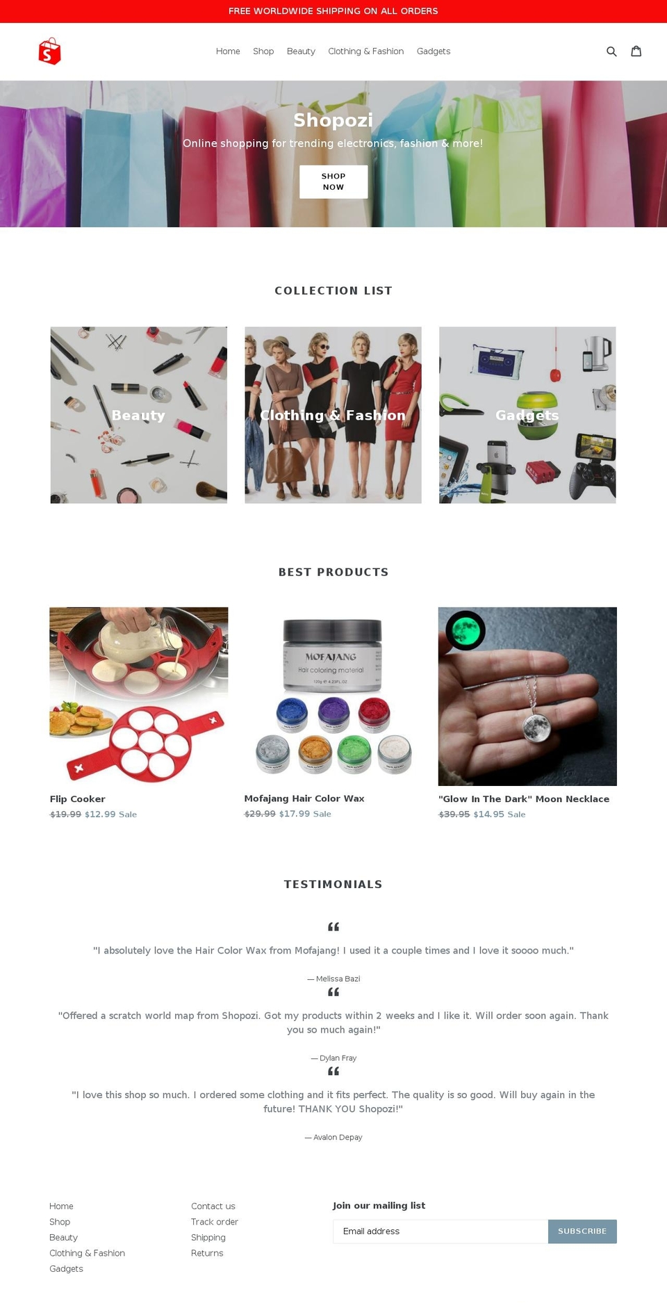 shopozi.com — Shopify storefront screenshot