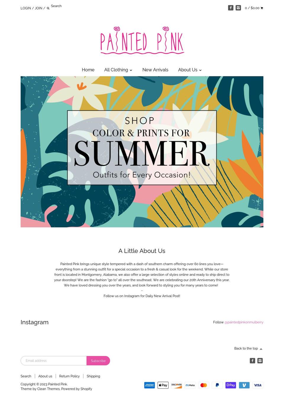 shoppaintedpink.com shopify website screenshot