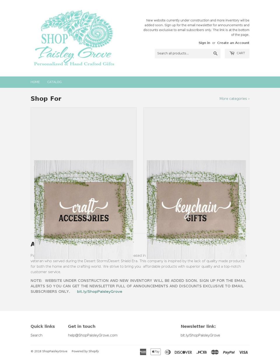 shoppaisleygrove.com — Shopify storefront screenshot