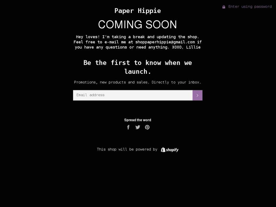 shoppaperhippie.com — Shopify storefront screenshot