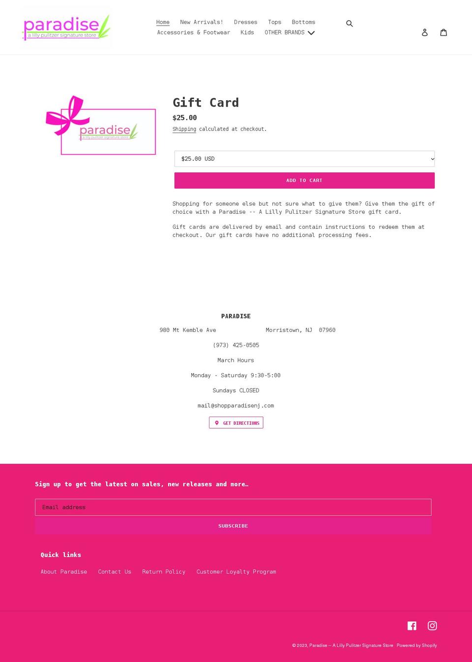 shopparadisenj.com shopify website screenshot
