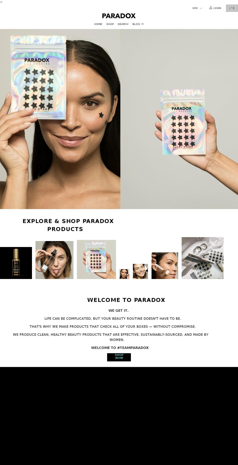 shopparadox.com shopify website screenshot