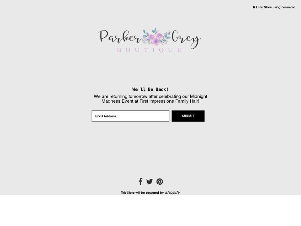 shopparkergrey.com shopify website screenshot