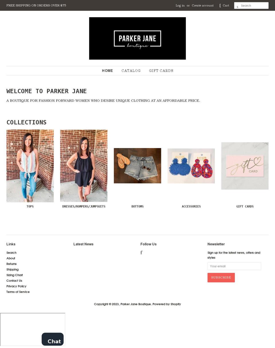 shopparkerjane.com shopify website screenshot