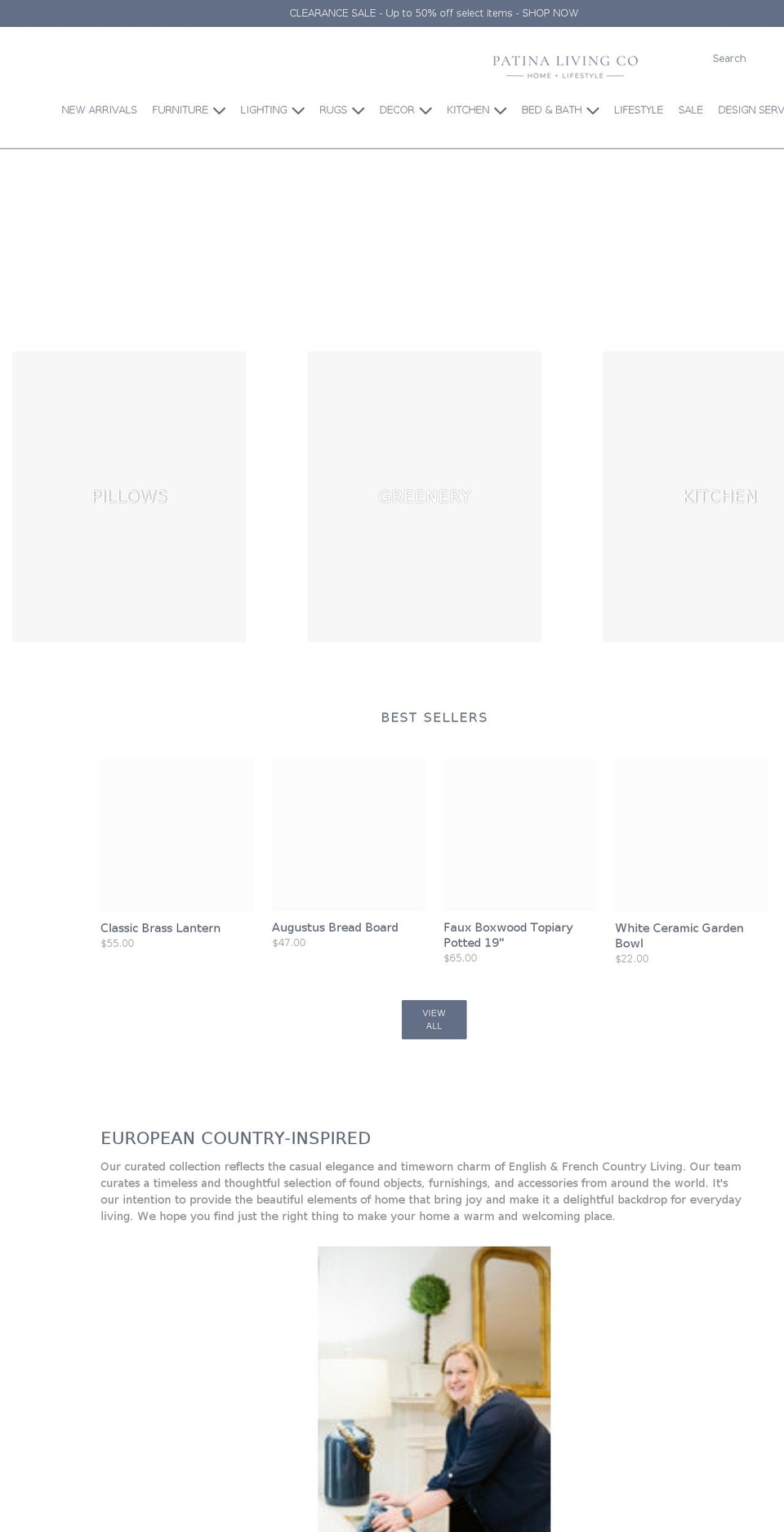 shoppatinalivingco.com shopify website screenshot