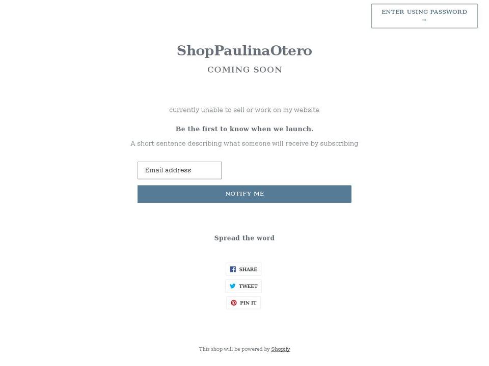 shoppaulinaotero.com shopify website screenshot