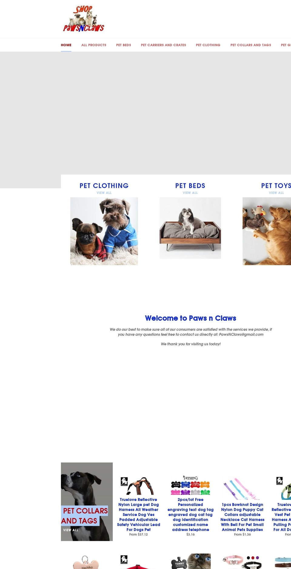 shoppawsnclaws.com shopify website screenshot