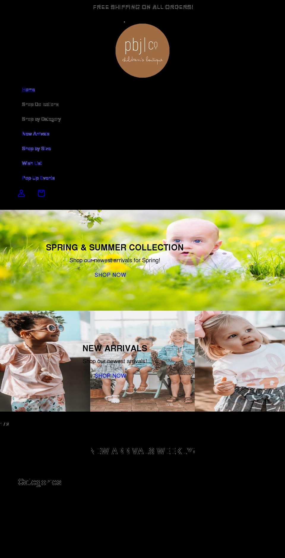 shoppbjcollection.com shopify website screenshot