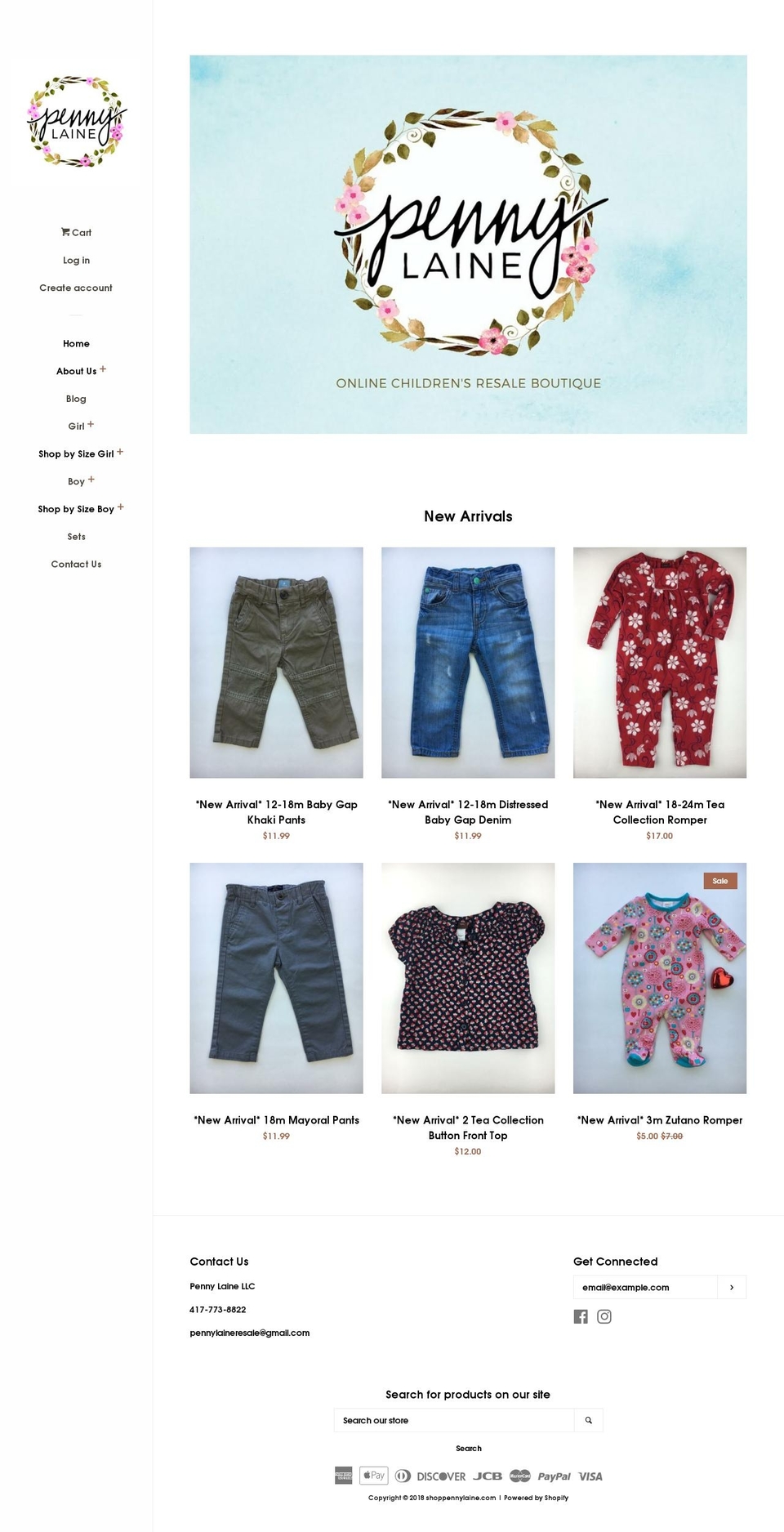 shoppennylaine.com — Shopify storefront screenshot