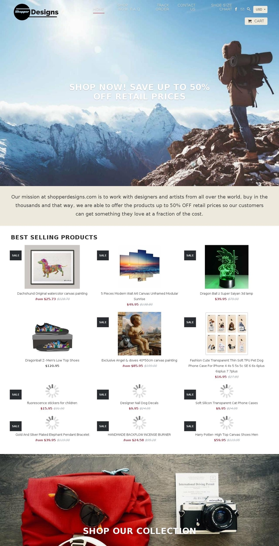 shopperdesigns.com shopify website screenshot