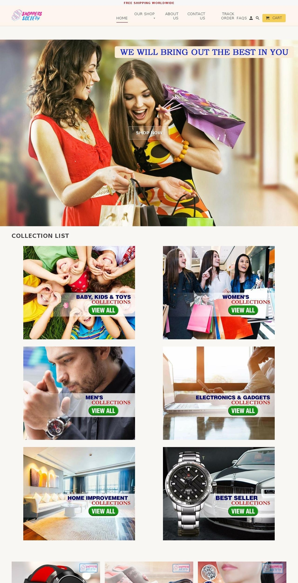 shoppers-society.com — Shopify storefront screenshot