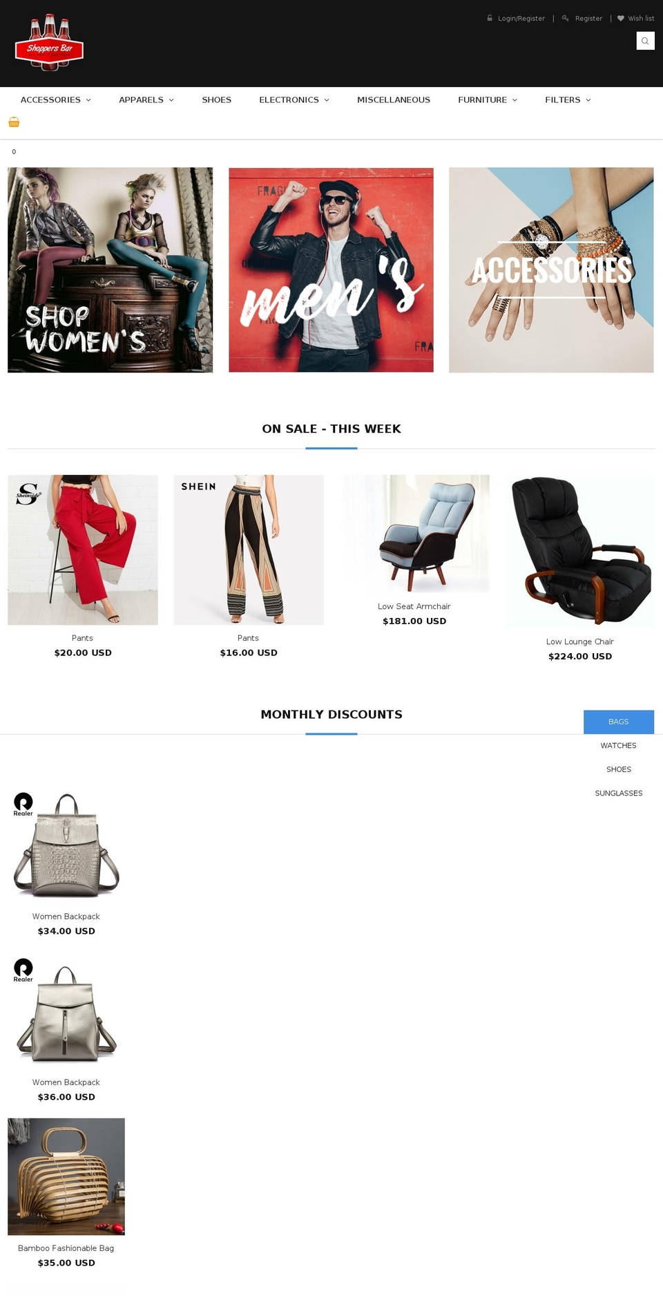 shoppersbar.com — Shopify storefront screenshot